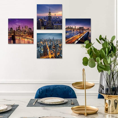 Moderne Stadtnacht Leinwandbilder 4-teilig 30x30cm