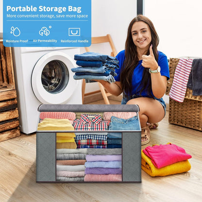 Faltbare Aufbewahrungstasche 6er Set 60L Unterbett Kleiderschrank Grau