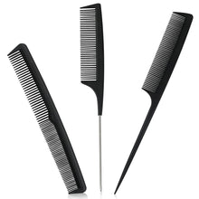 Schwarze Kohlefaserkämme Set, Feiner Zahn, Styling, Antistatisch