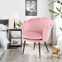 Samtstuhl Blumenform Rosa Schwarz Metallbeine ergonomisch