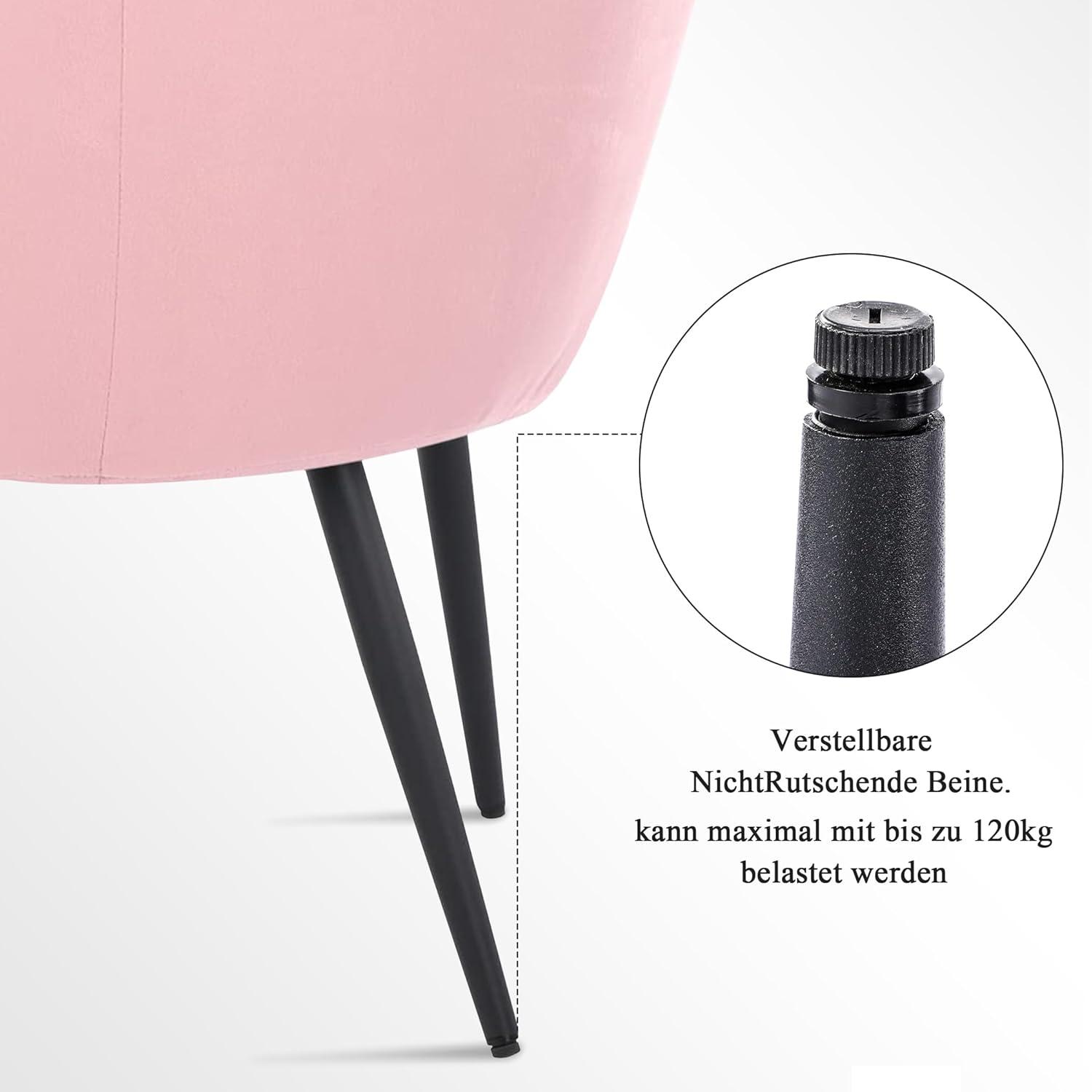 Samtstuhl Blumenform Rosa Schwarz Metallbeine ergonomisch