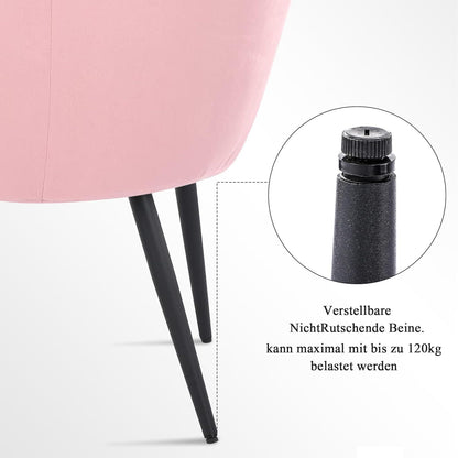 Samtstuhl Blumenform Rosa Schwarz Metallbeine ergonomisch