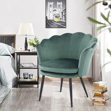 Samtstuhl Blumenform Grün/Schwarz Metallbeine Wohnzimmer Schlafzimmer
