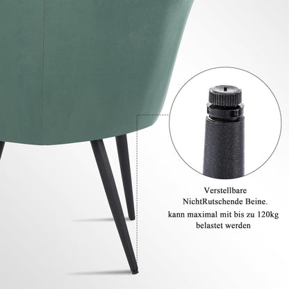Samtstuhl Blumenform Grün/Schwarz Metallbeine Wohnzimmer Schlafzimmer