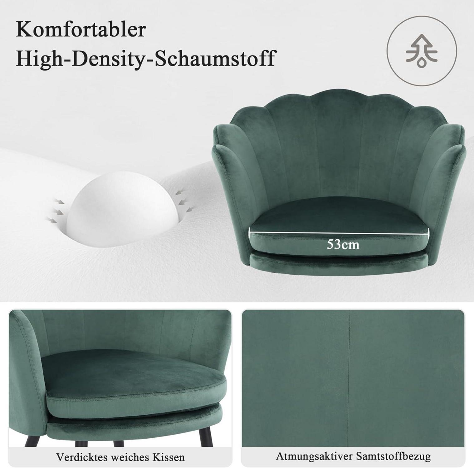 Samt Sessel Grün Schwarz Blumenform Metallbeinen