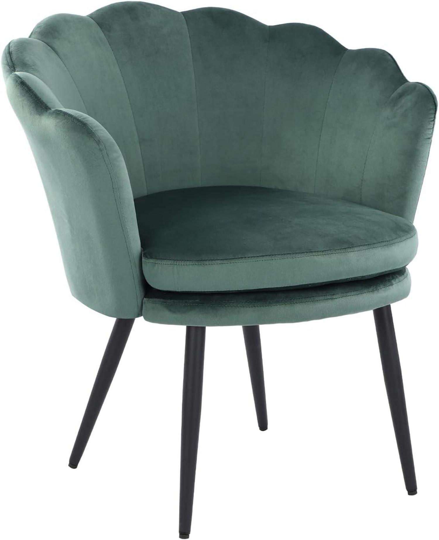 Samtstuhl Grün Schwarz Metallbeine Wohnzimmer Schlafzimmer
