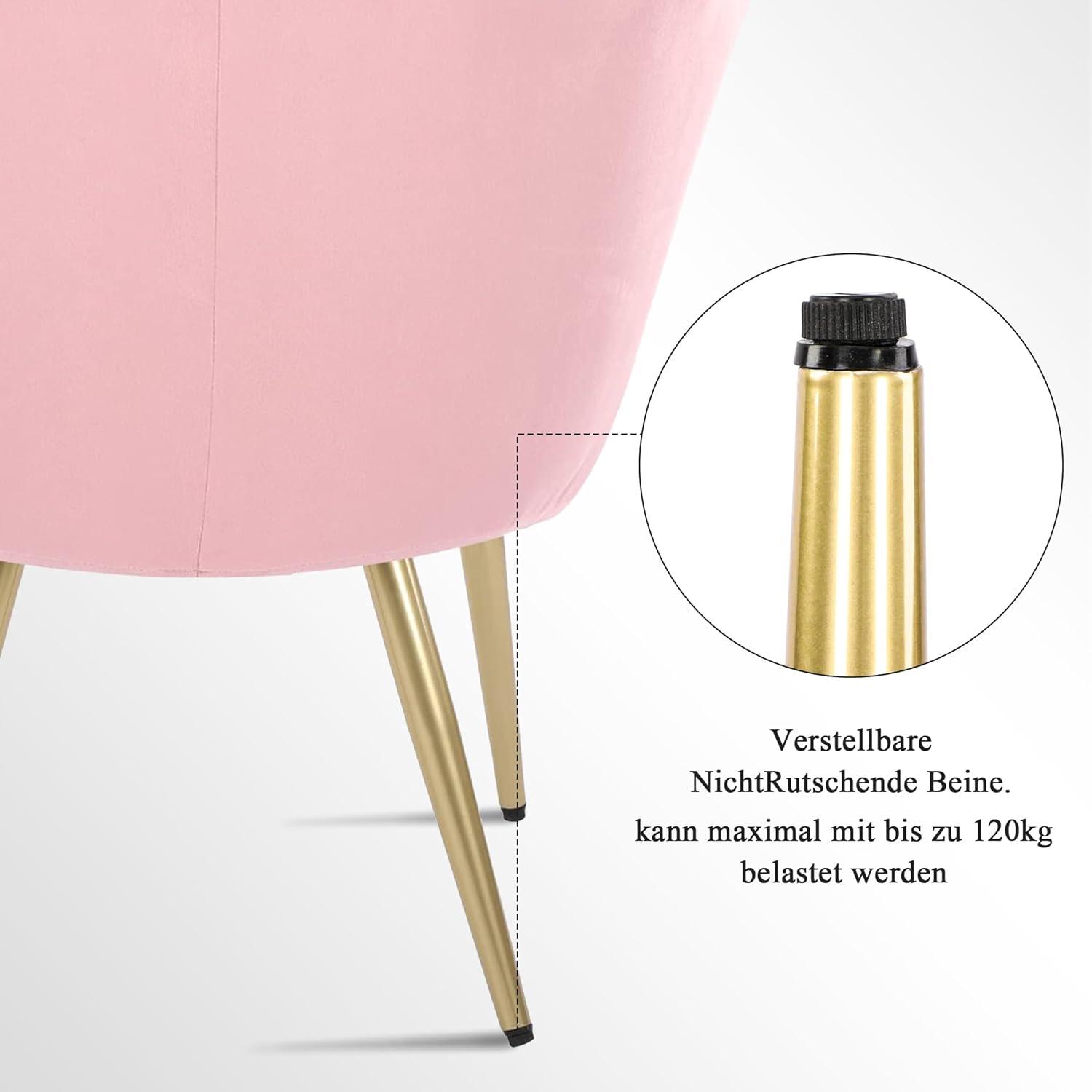 Eleganter Samtstuhl mit Metallbeinen für Wohnzimmer Schlafzimmer