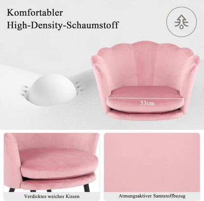 Samtstuhl mit Metallbeinen in Rosa-Blumenform