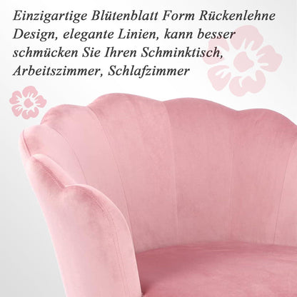 Samtstuhl Blumenform Rosa Gold Metallbeinen Wohnzimmer Schlafzimmer