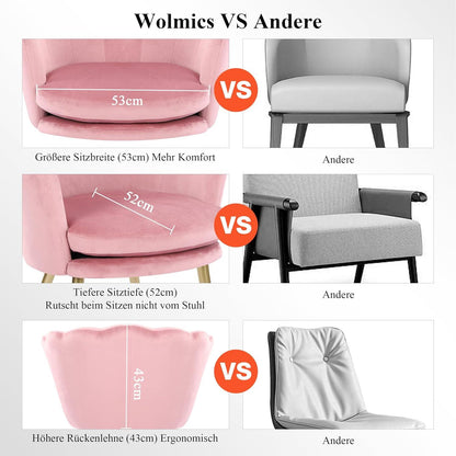 Samtstuhl Blumenform Rosa Gold, Metallbeine, für Wohnzimmer