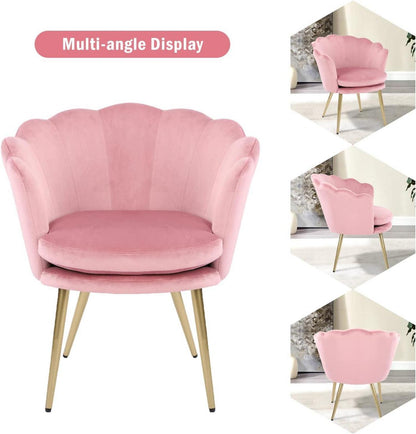 Samtstuhl Blumenform Rosa Gold Metallbeinen Wohnzimmer Schlafzimmer