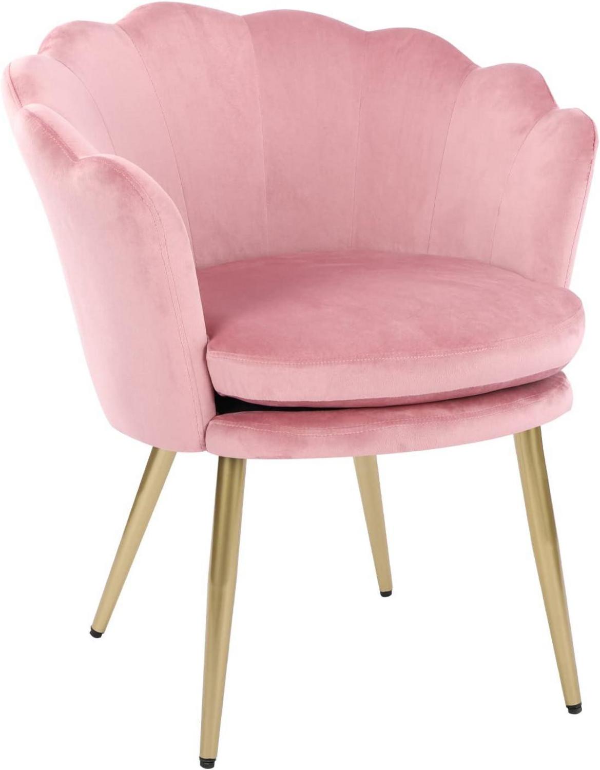 Samtstuhl mit Metallbeinen in Rosa-Blumenform