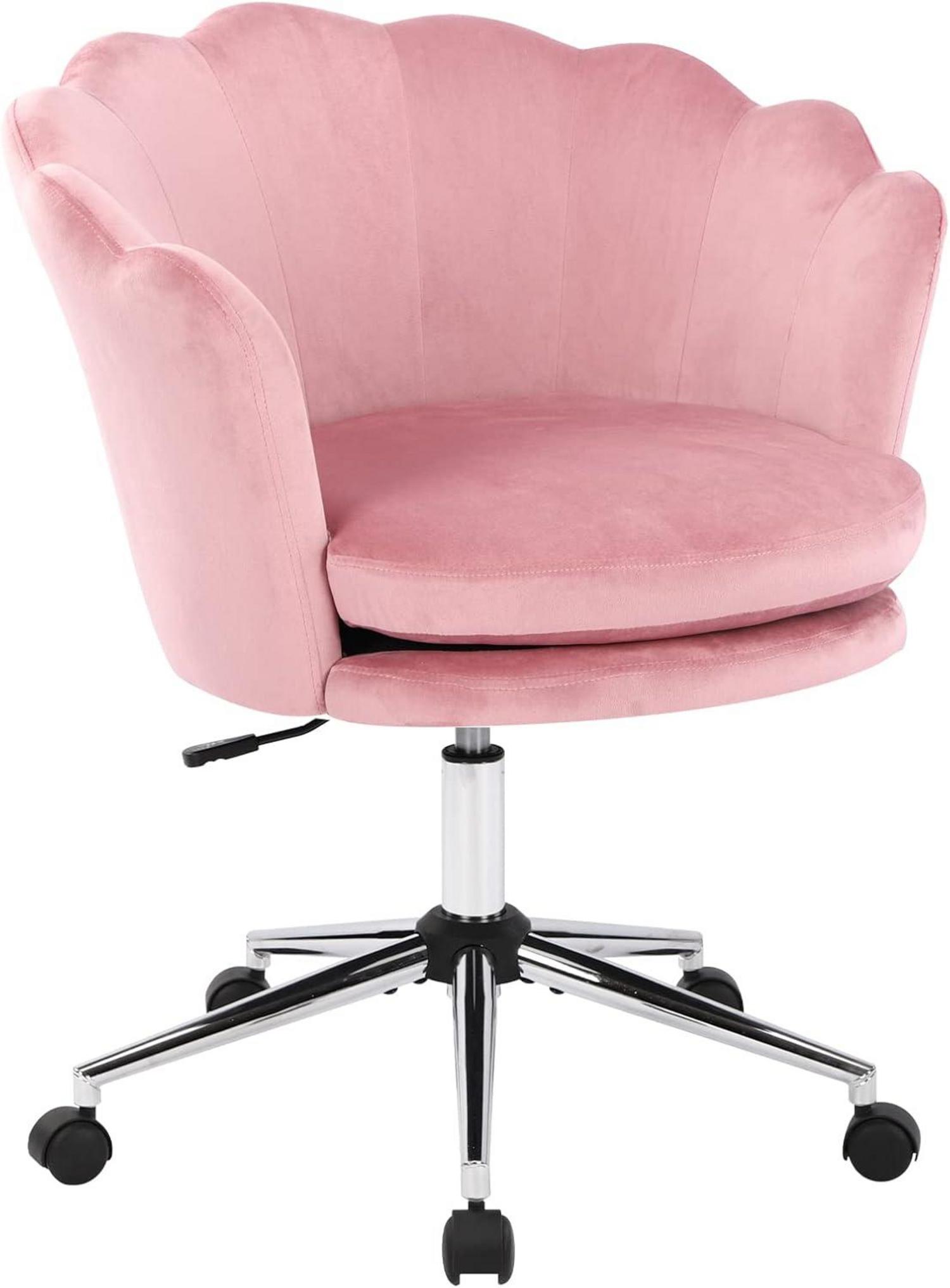 Ergonomischer Samt-Bürostuhl mit Rädern, Höhenverstellbar, Rosa/Schwarz