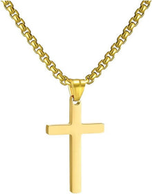Kreuzkette Edelstahl Anhänger Halskette Schwarz Gold Silber