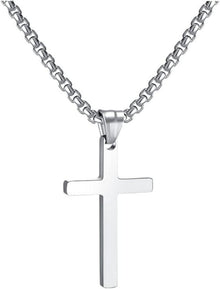Kreuzkette Edelstahl Anhänger Halskette Schmuck Damen Herren Silber