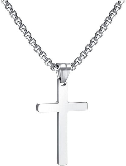 Kreuzkette Edelstahl Anhänger Halskette Schmuck Damen Herren Silber