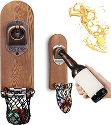 Flaschenöffner Wand Magnet Vintage Holz Bieröffner Behälter