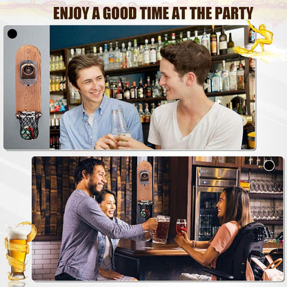 Wand Flaschenöffner Magnet Holz Bieröffner Auffangbehälter Vintage Geschenke