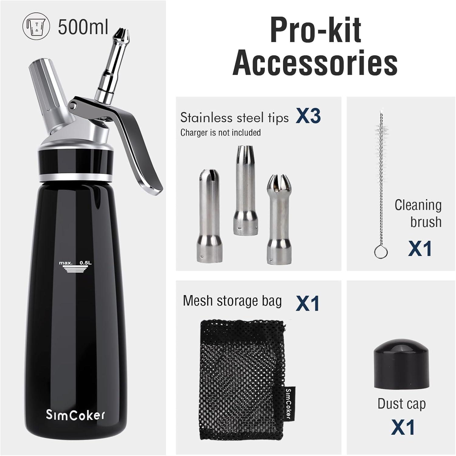 Sahnespender Aluminium 500ml - Zubehör Edelstahldüsen