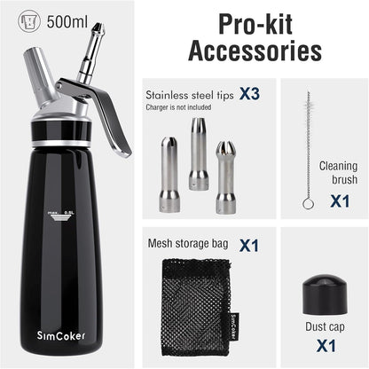 Sahnespender Aluminium 500ml - Zubehör Edelstahldüsen