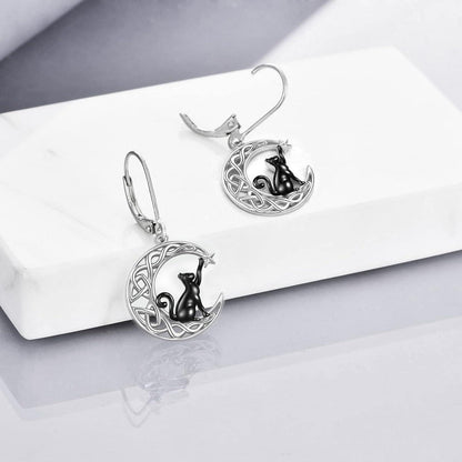Keltische Mond Ohrringe aus Sterling Silber für Damen