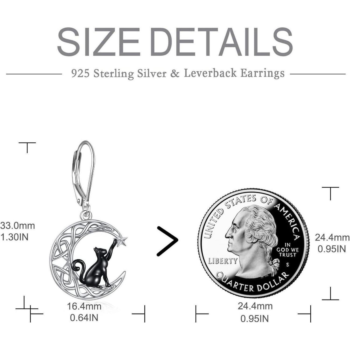 Keltische Mond Ohrringe aus Sterling Silber für Damen