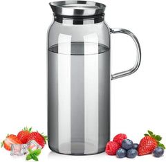 Glaskaraffe 1.5 Liter Borosilikatglas Edelstahl Deckel Schwarz