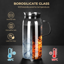 Glaskaraffe 1.5 Liter Wasserkaraffe mit Edelstahl Deckel