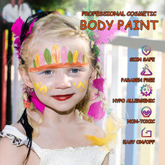 Kinderschminke Set 20 Farben Wasserbasis Halloween Schablonen Haarkreiden Glitzer Pinsel Schwämme Face Paint