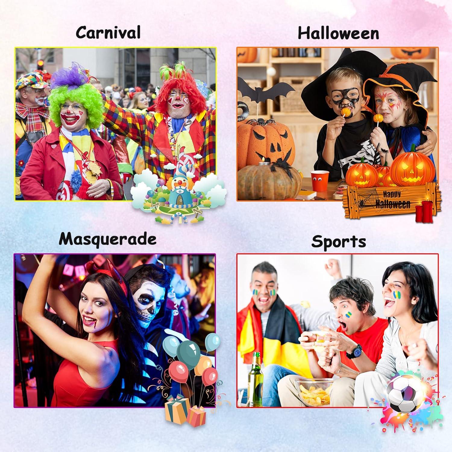 20 Farben Kinderschminke Set Halloween Schablonen Haarkreiden Glitzer