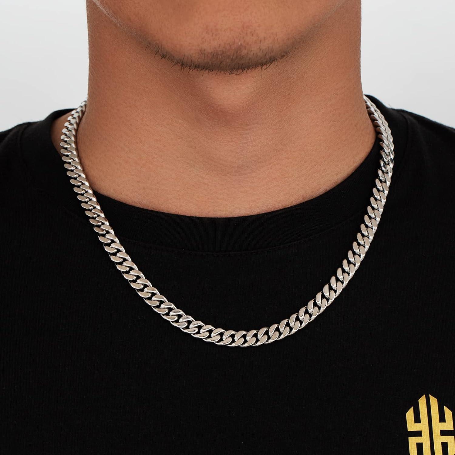 Panzerkette Herren 18K Gold Weißgold 8/12/14mm Edelstahl