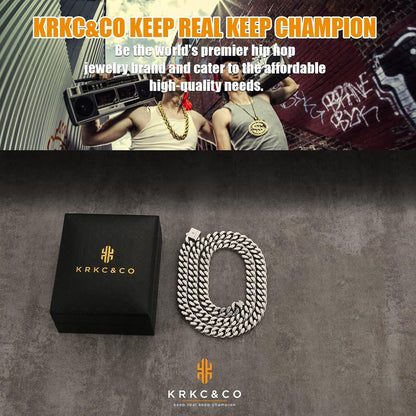 Panzerkette Herren 8/12/14mm, Gold/Weißgold Cuban Link Chain