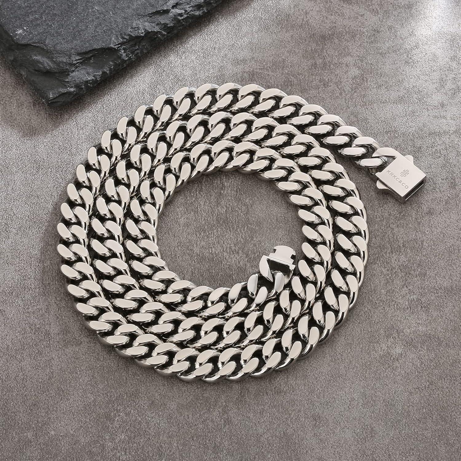 Herren Panzerkette 18K Gold/Weißgold plattiert 45,7cm 8mm