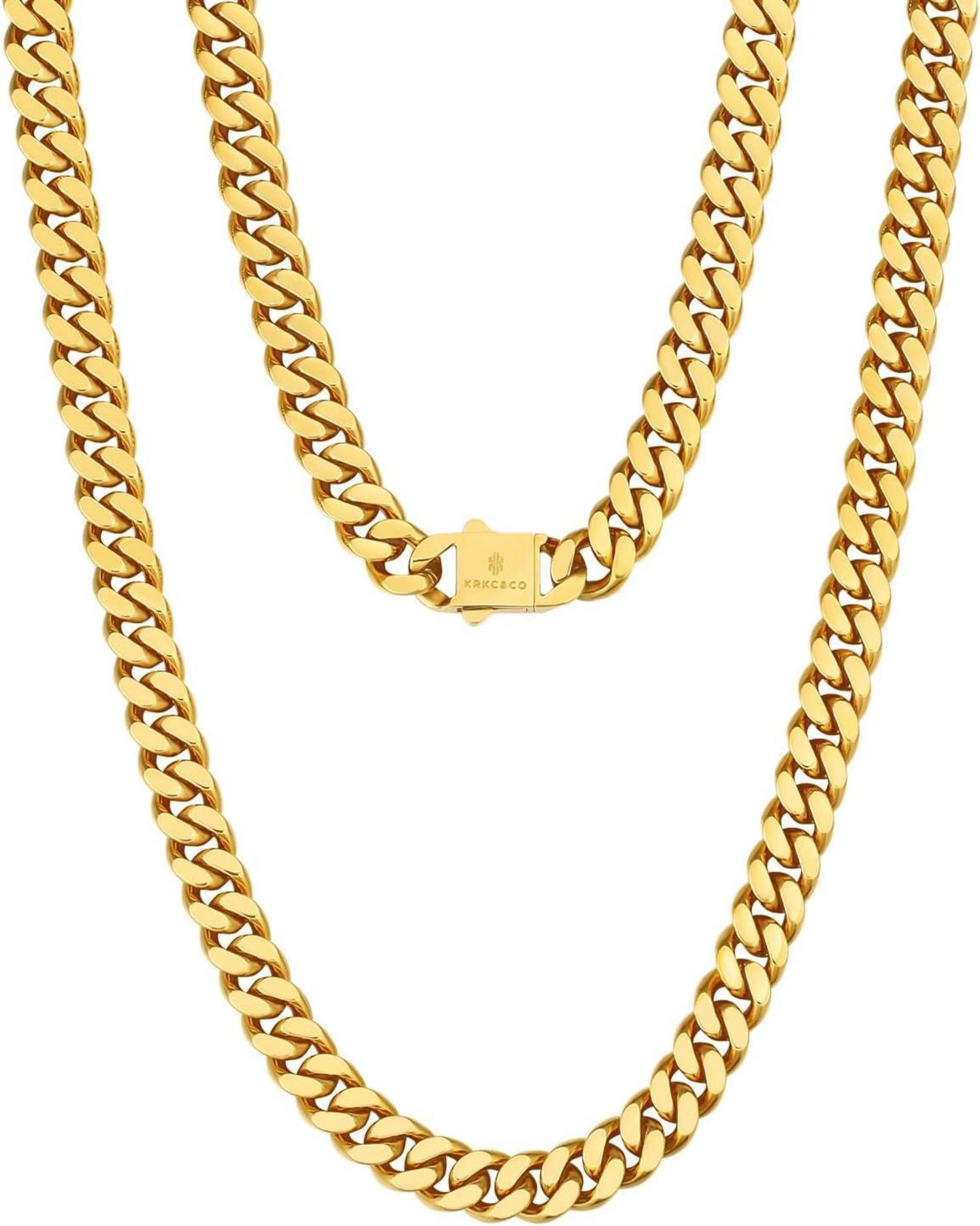 KRKC&CO Panzerkette Cuban Link Chain 18K Gold/Weißgold 8/12/14mm