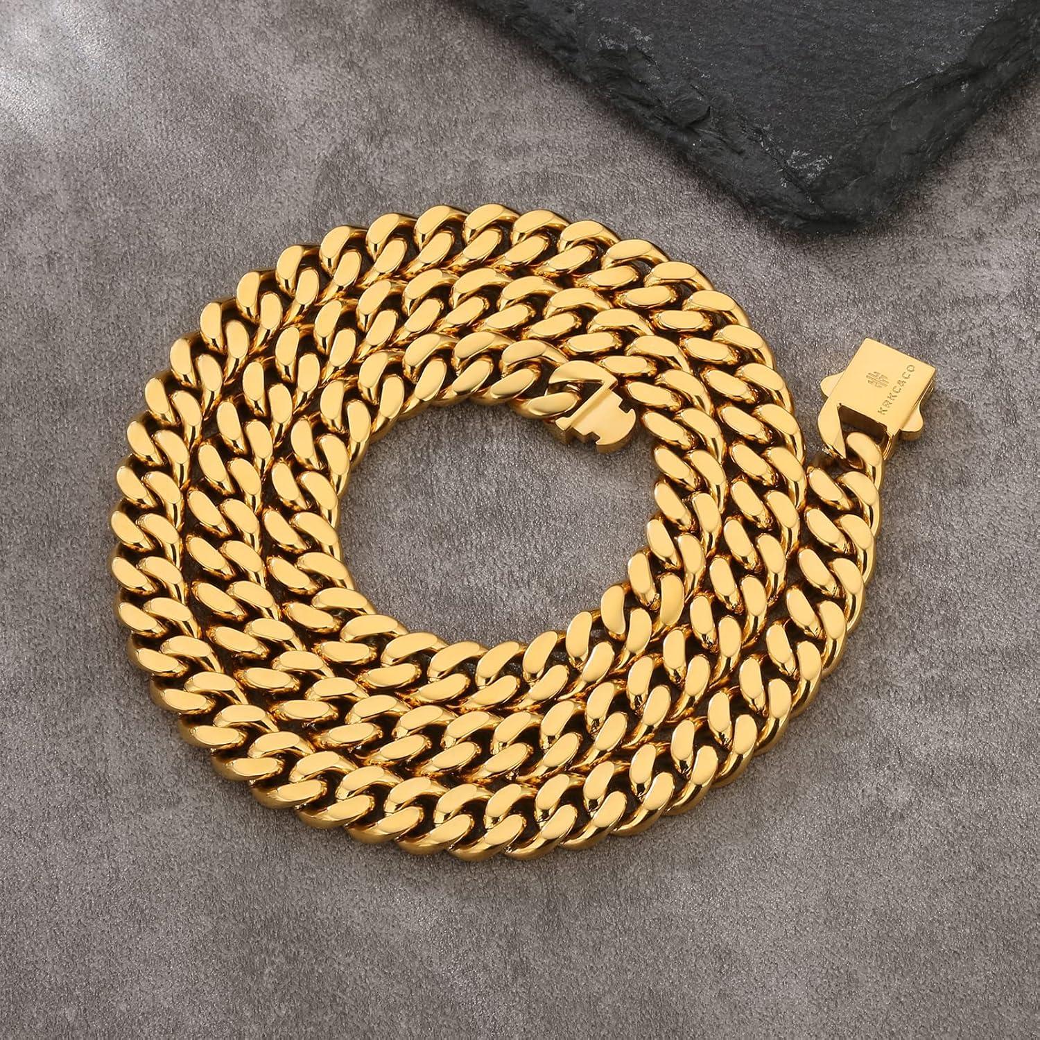 KRKC&CO Panzerkette Cuban Link Chain 18K Gold/Weißgold 8/12/14mm