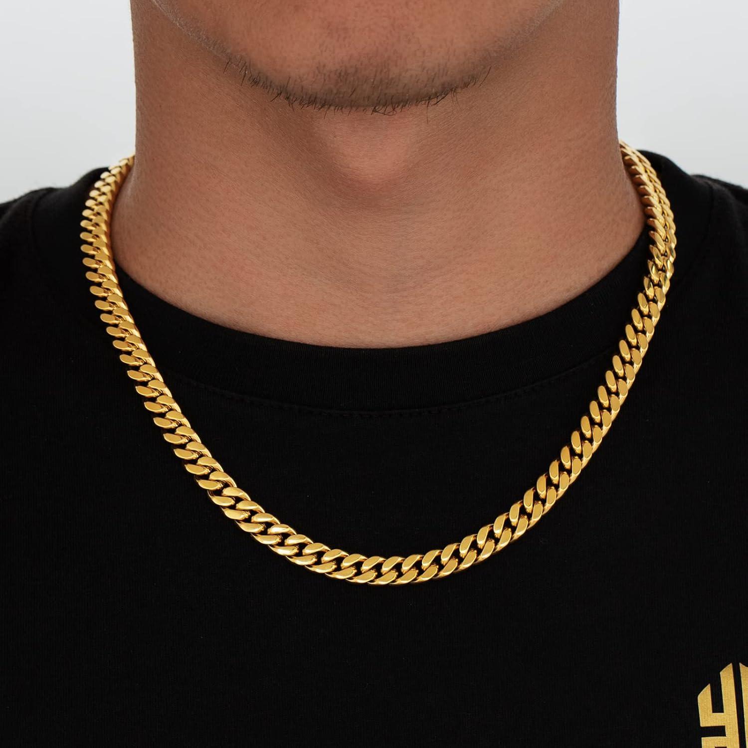 KRKC&CO Panzerkette Herren 18K Gold 8mm Cuban Link Chain 55.9cm Goldip Hop Kette