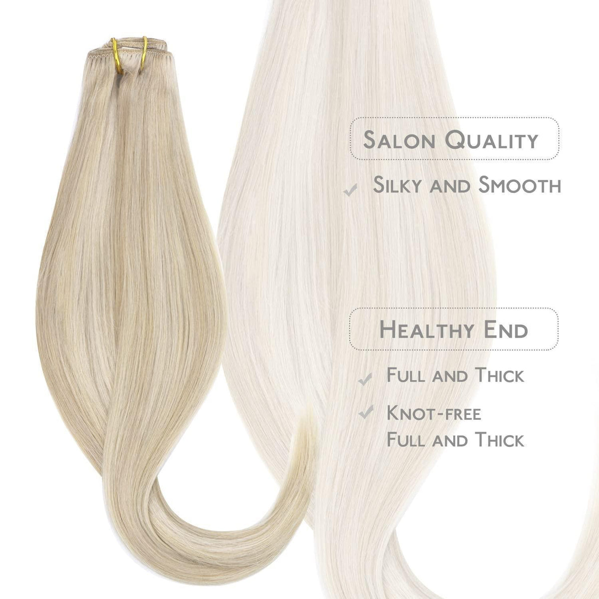 Echthaar Clip-in Extensions Aschblond Highlights Platinblond 35cm