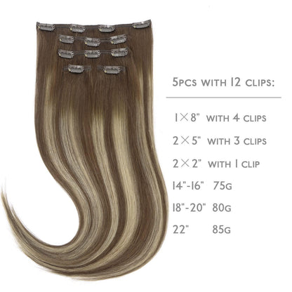 Clip-in Echthaarverlängerung Balayage Schoko-Blond 50cm