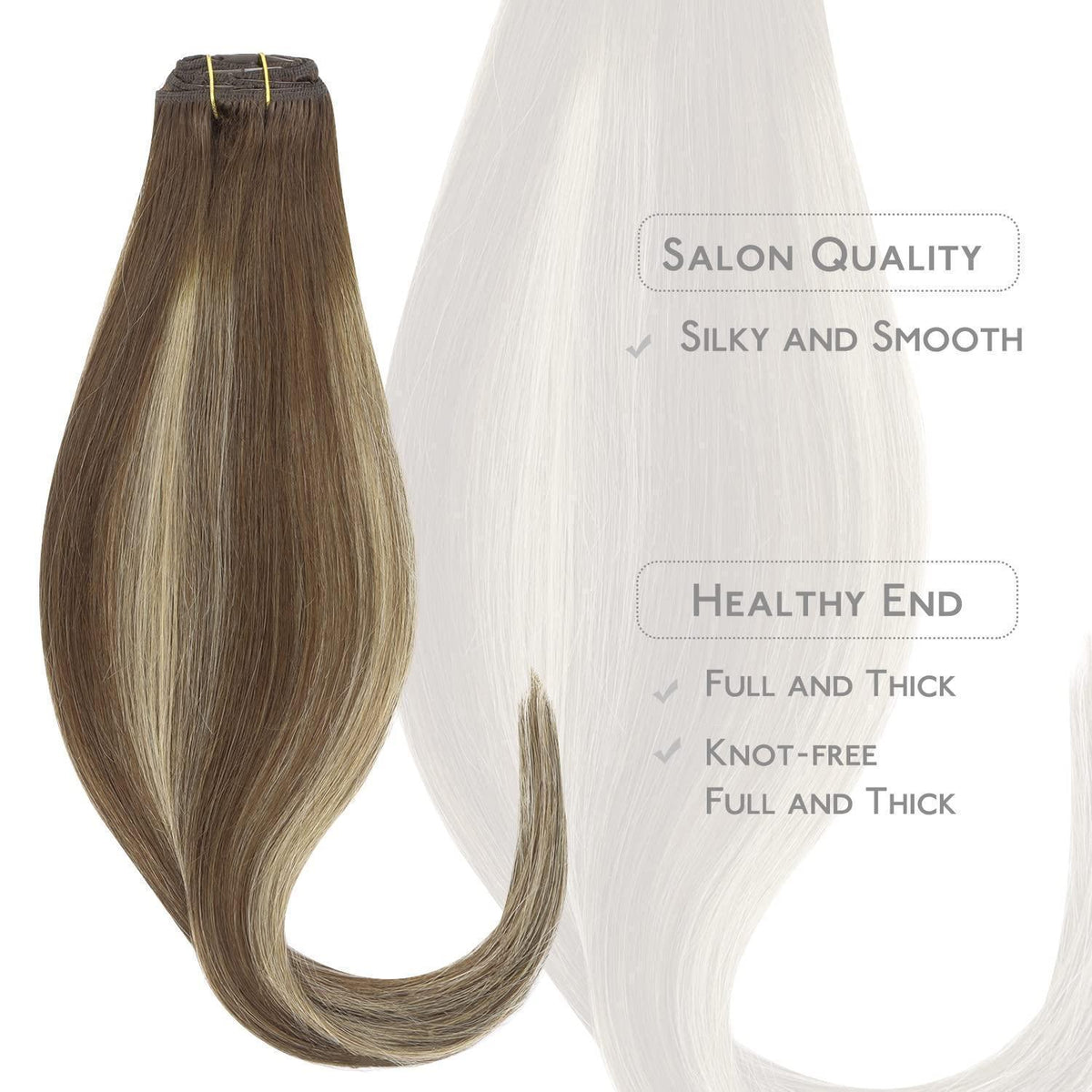Clip-in Echthaarverlängerung Balayage Schoko-Blond 50cm