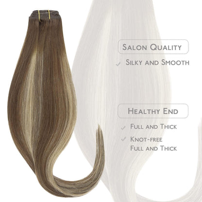 Clip-in Echthaarverlängerung Balayage Schoko-Blond 50cm