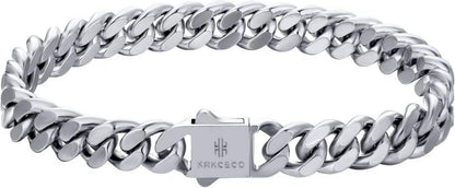 Cuban Armband Herren 8mm Edelstahl Weißgold beschichtet