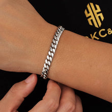 KRKC&CO Cuban Armband Herren 8mm Silbrig Edelstahl 17.8cm