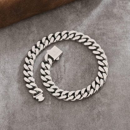 Cuban Armband Herren 8mm Edelstahl Weißgold beschichtet