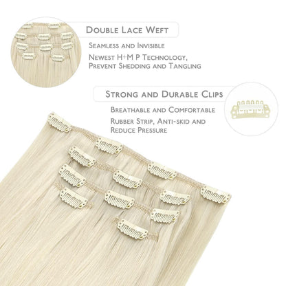 Echthaar Clip-in Extensions Platinblond 50cm - 80g