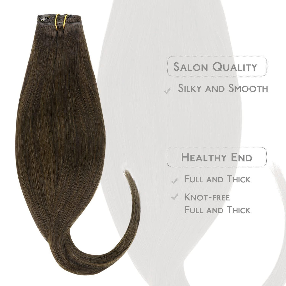 Clip-in Echthaarverlängerung Dunkelbraun 40cm - 75g