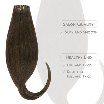 Clip-in Echthaarverlängerung Dunkelbraun 40cm - 75g