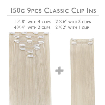 Clip In Echthaar Extensions 150g 55cm Platinblond