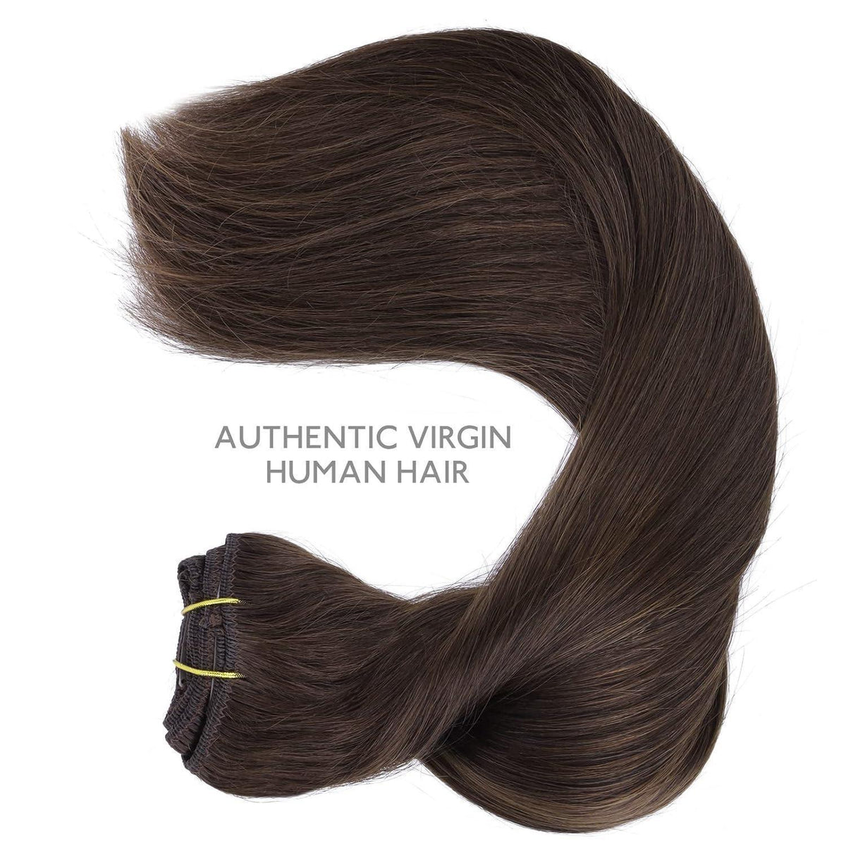 Clip-in Haarverlängerung Echthaar 35cm Dunkelbraun/Hellbraun