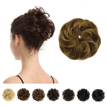 Lockiges Echthaar-Haarteil Haargummi für Damen - Braun Blond
