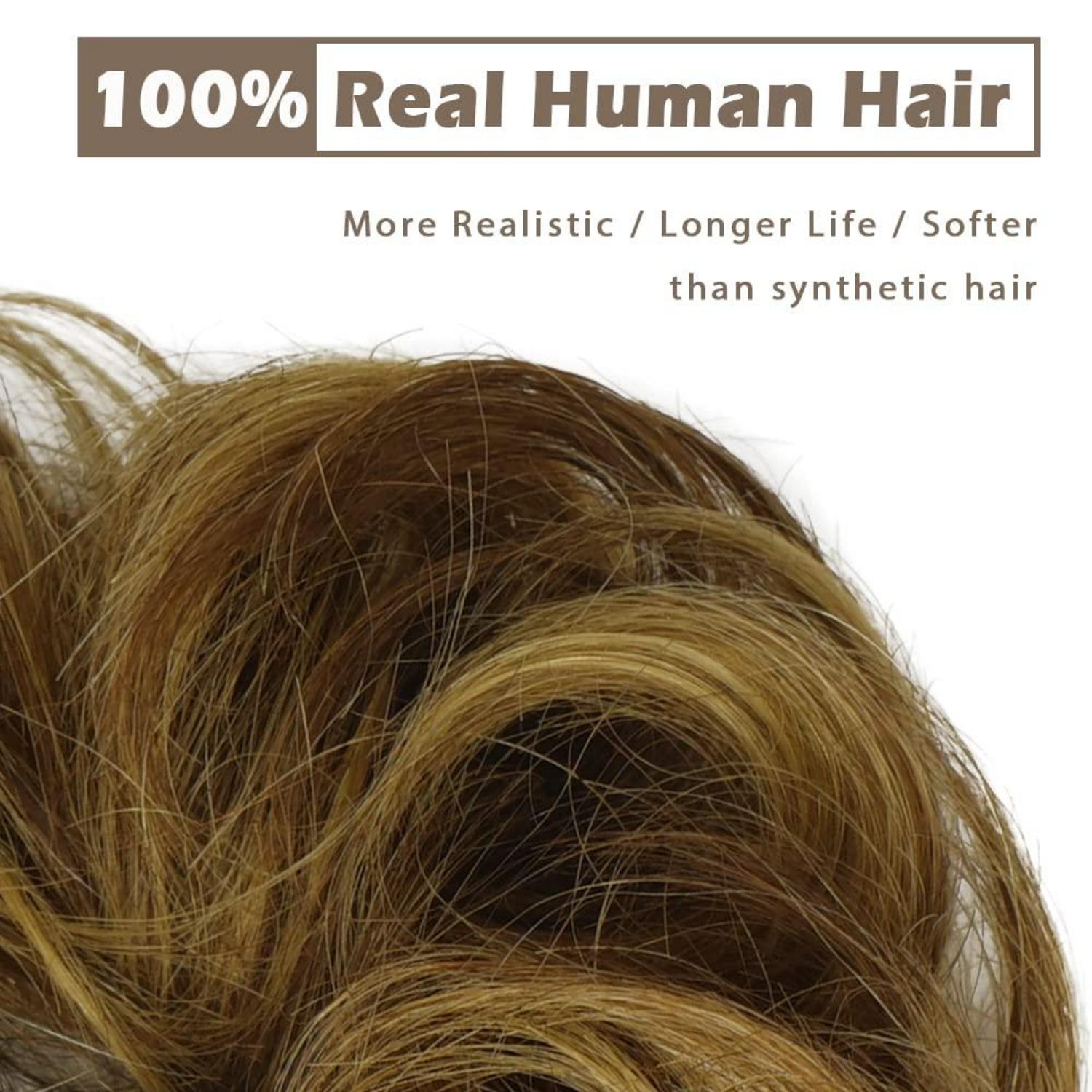 Lockiges Echthaar-Haarteil Haargummi für Damen - Braun Blond